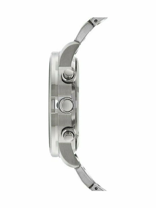 Citizen Ανδρικό Ρολόι 44mm Χρονογράφος Eco - Drive με Ασημί Μεταλλικό Μπρασελέ
