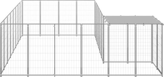 vidaXL Dog Park 10.89 sq.m. Made of Metal in Silver Colour 330 x 440 x 110 cm