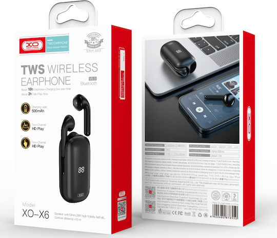 XO X6 Earbud Bluetooth Handsfree Earphones with Charging Case Black