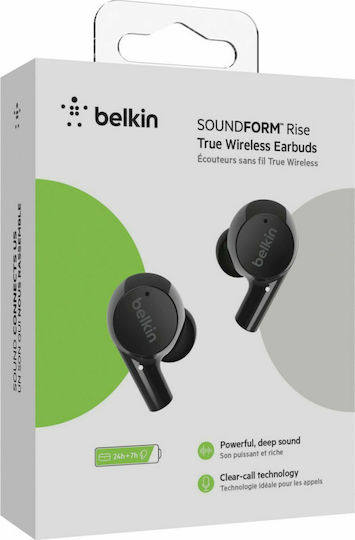 Belkin Soundform Rise In ear Bluetooth хендсфри Слушалки с Устойчивост на Пот и Кутийка за Зареждане Черен