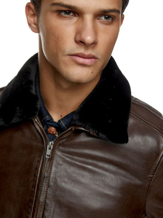 Cruz Lederjacke Winter Jacke Braun