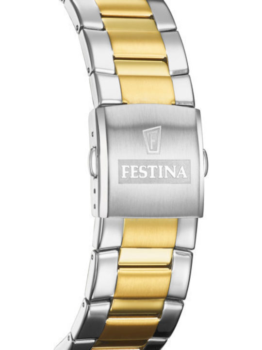 Festina Men's Watch 44mm Chronograph Battery with Gold Metal Bracelet
