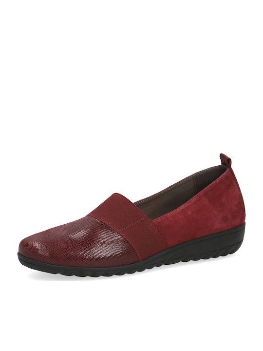 Caprice Leather Women's Moccasins in Burgundy Color