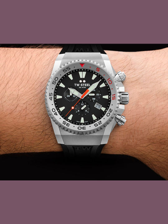 TW Steel Ace Diver Мъжки Часовник На Батерия с Каучуков Каишка TW Steel Ace Diver Мъжки Часовник На Батерия с Каучуков Каишка