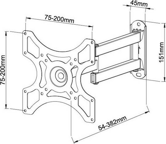 DMP LCD2923 Βάση Τηλεόρασης Τοίχου με Βραχίονα έως 37" και 25kg