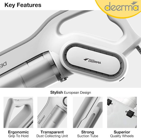 Deerma DX700 Ηλεκτρική Σκούπα 2 σε 1 Stick & Χειρός 600W Ασημί