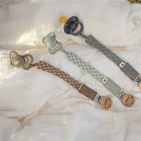 Bibs Paci Braid Pacifier Ribbon Made of Coffee Fabric