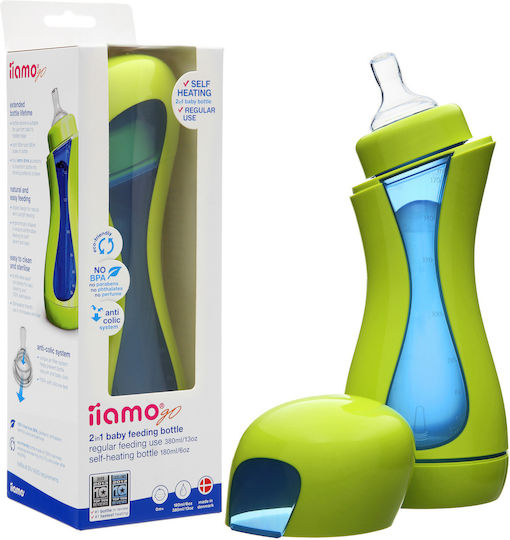 Iiamo Plastic Baby Bottle Go Anti-Colic with Silicone Nipple for 0+, 0+ m, months Green Green-Blue 180ml