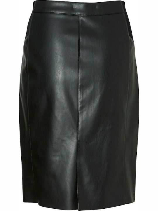 Leather Pencil High-waisted Mini Skirt Black