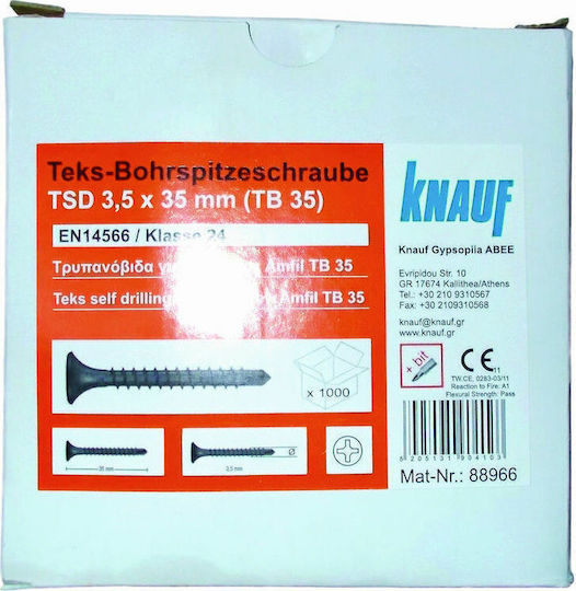 Knauf Τρυπανόβιδα με Διάμετρο M3.5 και Μήκος 53mm 1000τμχ
