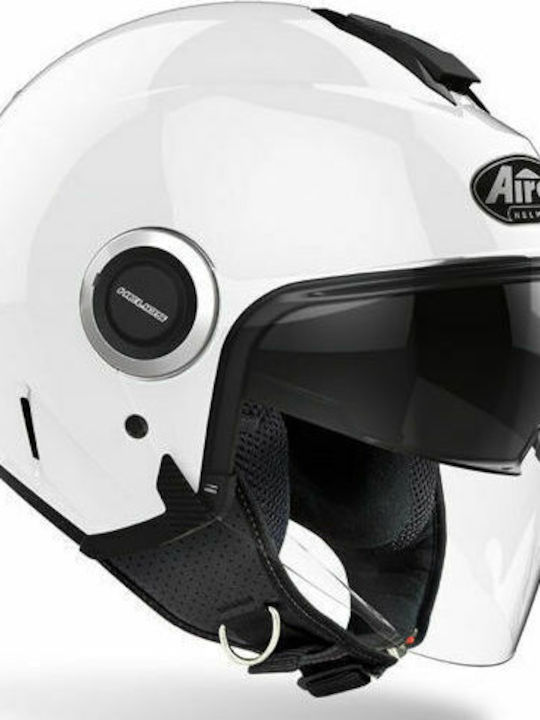 Airoh Helios Jet Helmet with Sun Visor ECE 22.05 1250gr White Gloss AIR000KRA157