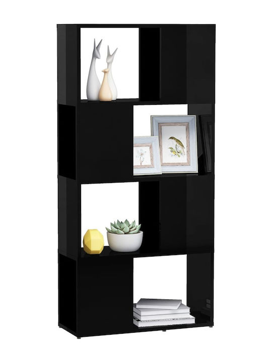 Bookcase Glossy Black 60x24x124.5cm