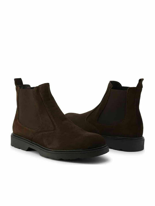 Duca Di Morrone Milo Cam Men's Suede Chelsea Ankle Boots Dark Brown