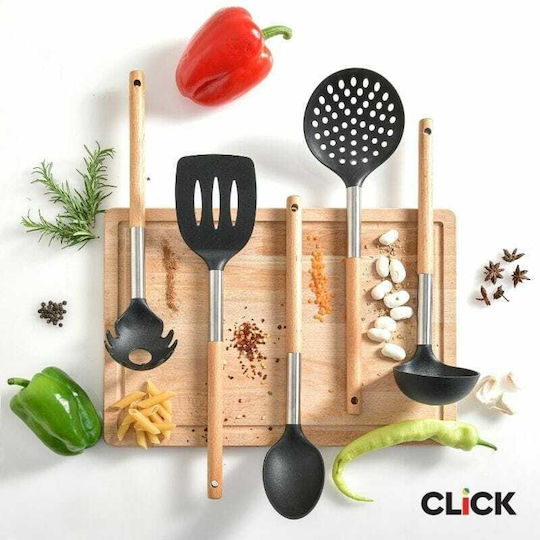 Click Lingură Joasă De Bucătărie Cu Găuri Din Plastic Maro 10.5cm