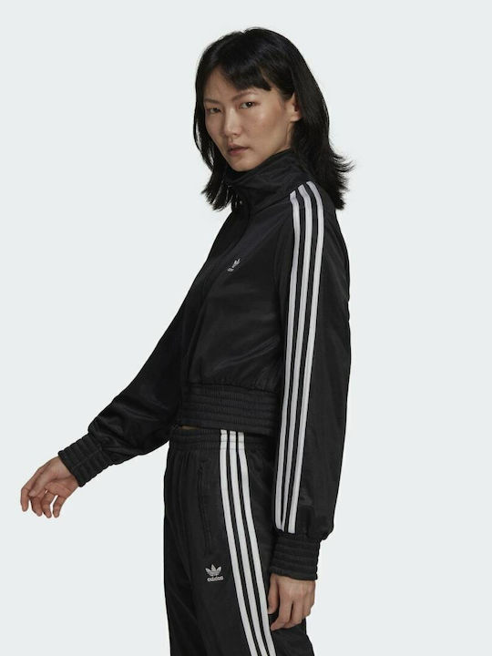Adicolor Classics High-Shine Short Women's Cardigan with Zipper Black