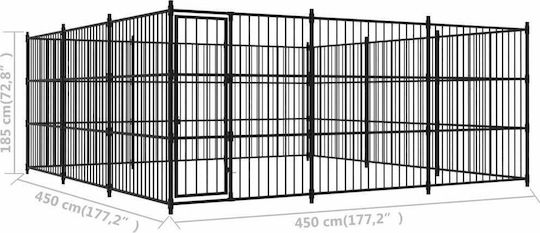 vidaXL Metallhundeauslauf 450 x 450 x 185 cm Schwarz