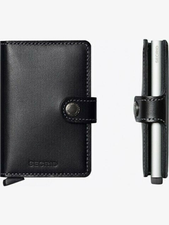 Miniwallet Original Leather Men's Wallet Cards with RFID and Slide Mechanism Black