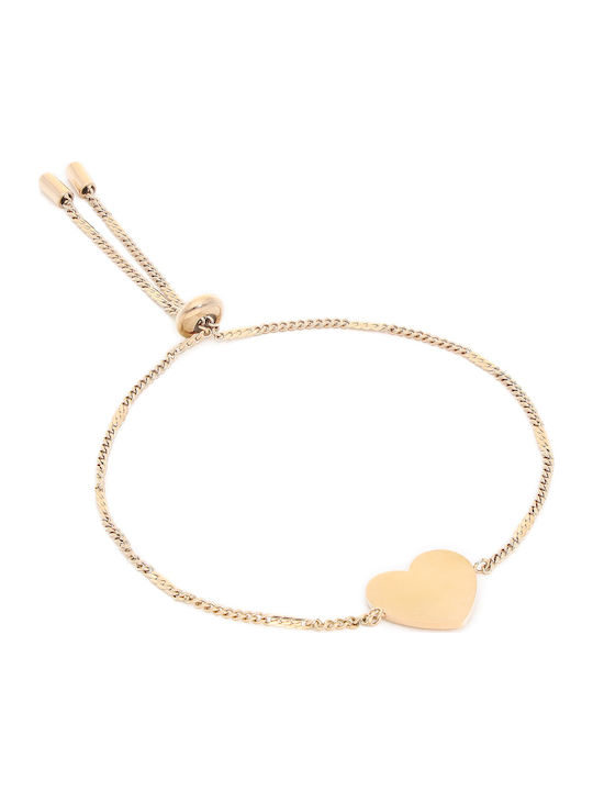 Fossil Lane Heart Women's Bracelet Chain with Heart Design in Gold Plated Stainless Steel 16.5cm