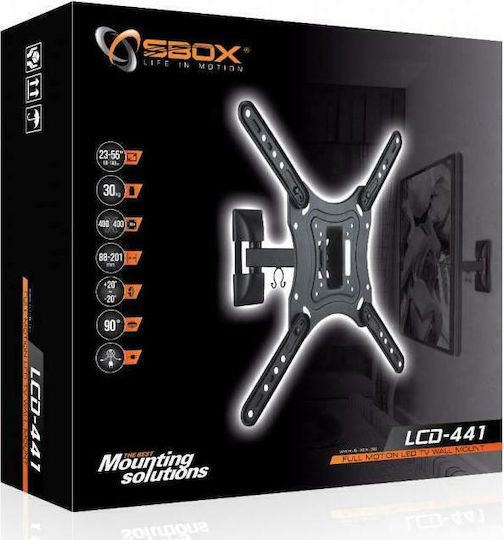 Sbox LCD-441 Βάση Τηλεόρασης Τοίχου με Βραχίονα έως 55" και 30kg
