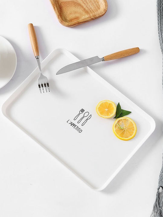 Lalos Plastic Rectangular Serving Tray in White Color 30x21.3cm 3893 1pcs