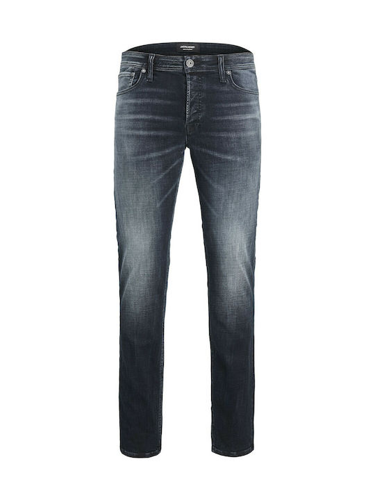 Men's Jeans Pants Elastic with Slim Straight Fit Navy Blue