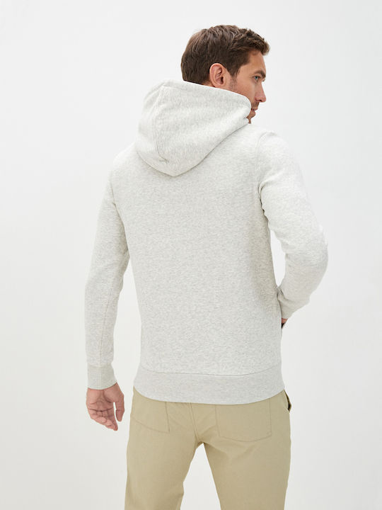 Jack & Jones Herren Sweatshirt mit Kapuze und Taschen White Melange