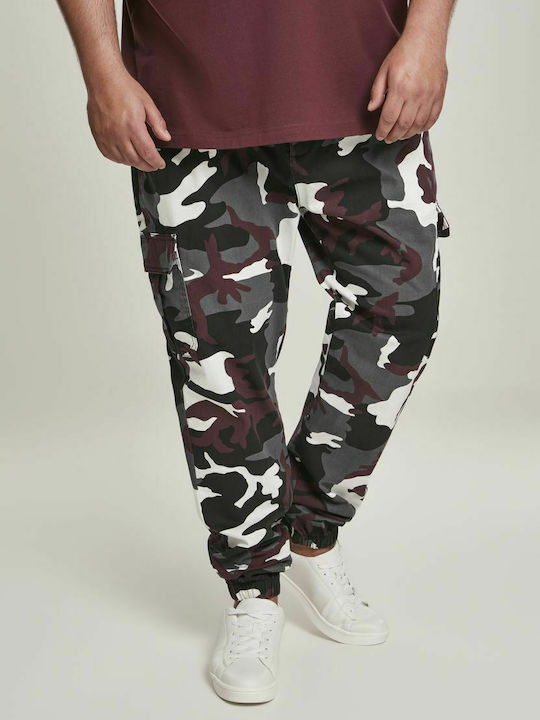 Trousers Cargo Elastic in Regular Fit Camo Wine