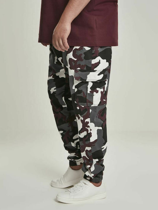 Trousers Cargo Elastic in Regular Fit Camo Wine