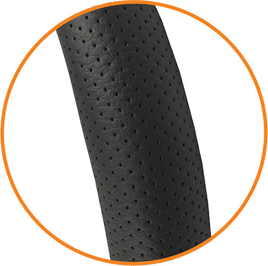Cartech Car Steering Wheel Cover Αriston Leather Feeling with Diameter 38cm made of Leatherette Black