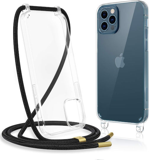 Shockproof Umschlag Rückseite Silikon 1mm mit Band Transparent (iPhone 12 Pro Max) EDA00829403B