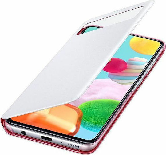 Samsung S View Wallet Cover Synthetisches Leder Weiß (Galaxy A41)