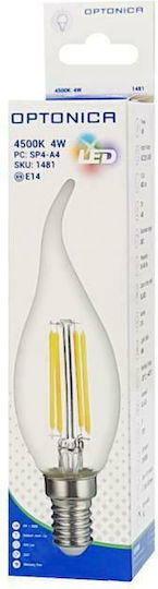 Optonica SP4-A4 Λάμπα LED 4W 120mm για Ντουί E14 και Σχήμα C35 Φυσικό Λευκό 320lm