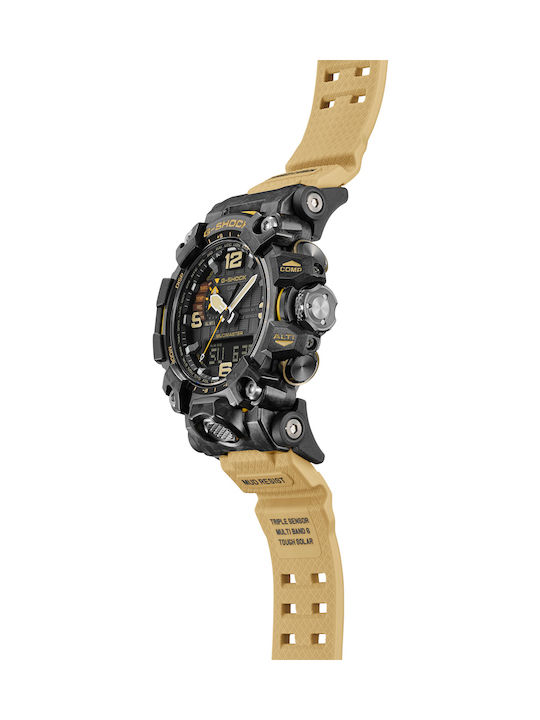Casio G-Shock Mudmaster Men's Watch 54mm Solar with Beige Rubber Strap