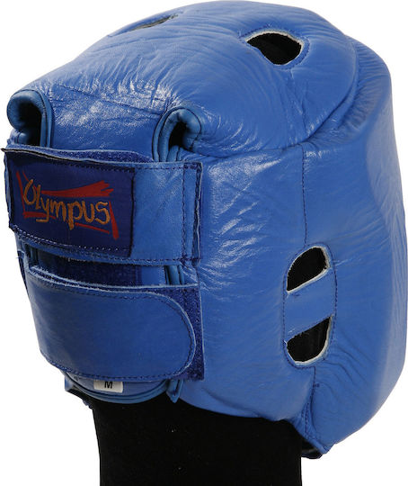 Olympus Sport Competition Thai Adult Open Face Boxing Headgear Leather Blue
