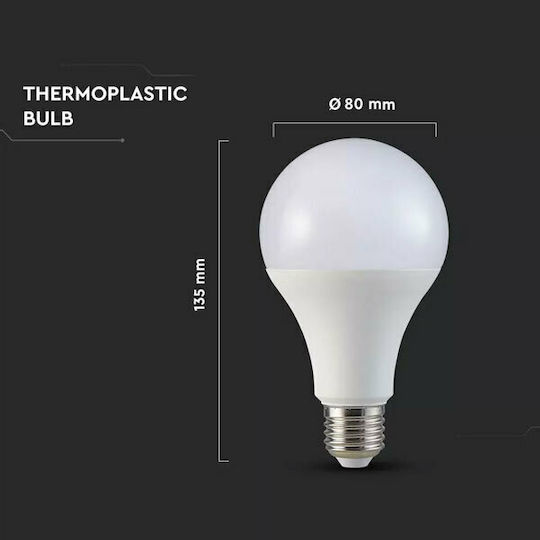 V-TAC VT-298 Bec LED 18W pentru Soclu E27 și Formă A80 Alb rece 2000lm