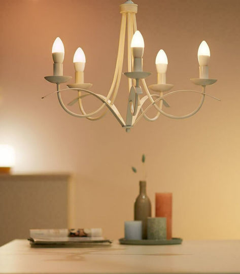 WiZ Smart Lampe LED 4.9W für Fassung E14 und Form C37 Einstellbar Weiß 470lm Dimmbar