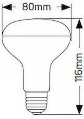 Geyer Bec LED 12W 115mm pentru Soclu E27 și Formă R80 Alb natural 1050lm