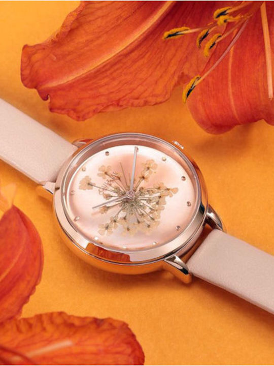Oui & Me Fleurette Women's Watch with Pink Leather Strap