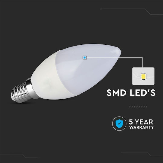 V-TAC LED Bulb 5.5W for Socket E14 and Shape C37 Natural White 470lm Dimmable