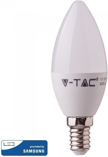 V-TAC VT-226 Λάμπα LED 5.5W 100mm για Ντουί E14 και Σχήμα C37 Φυσικό Λευκό 470lm