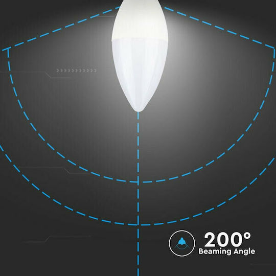 V-TAC VT-226 Λάμπα LED 5.5W 100mm για Ντουί E14 και Σχήμα C37 Φυσικό Λευκό 470lm