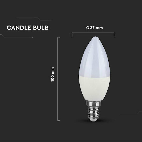 V-TAC VT-226 Λάμπα LED 5.5W 100mm για Ντουί E14 και Σχήμα C37 Φυσικό Λευκό 470lm