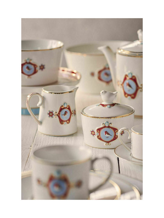 PiP Studio Love Birds Medallion Γαλατιέρα Σερβιρίσματος από Πορσελάνη σε Λευκό Χρώμα
