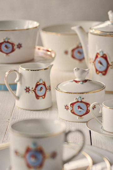 PiP Studio Love Birds Medallion Γαλατιέρα Σερβιρίσματος από Πορσελάνη σε Λευκό Χρώμα