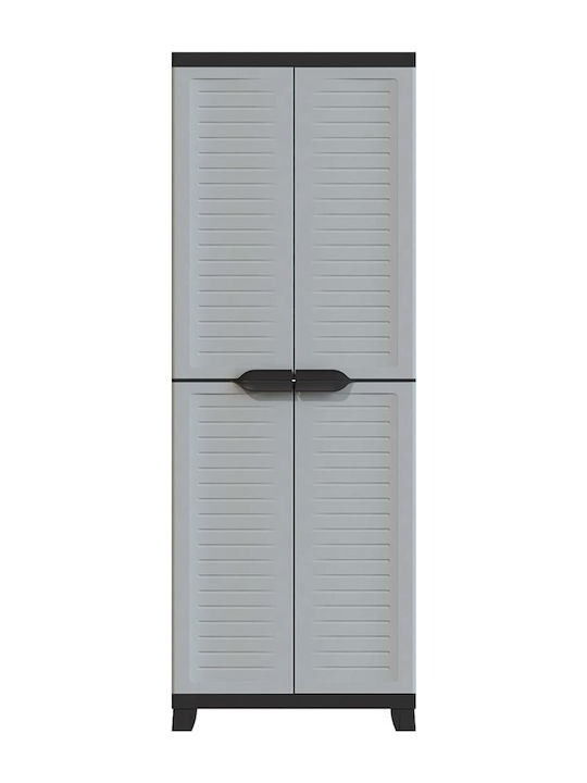 Dulap cu două uși Plastic cu 4 Rafturi Gri 65x45x181cm