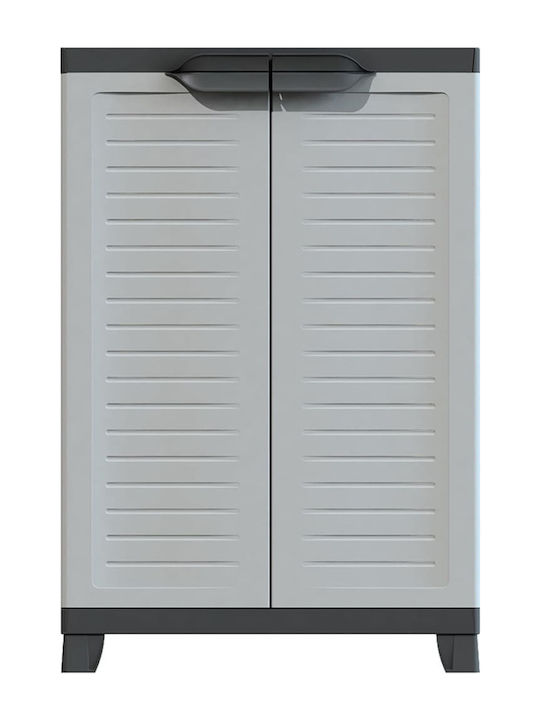 Double Door Wardrobe Plastic with 2 Shelves Grey 65x45x97cm