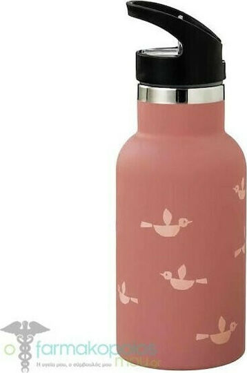 Fresk Kids Water Bottle Thermos Stainless Steel with Straw Non Spill Birds 350ml