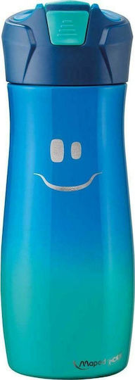 Maped Kinderflasche Rostfreier Stahl mit Strohhalm Blau 430ml