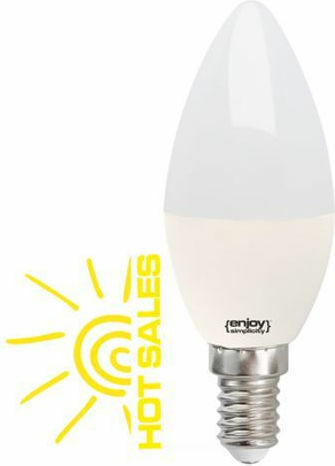 Elvhx LED Bulb 5.5W 100mm for Socket E14 and Shape B35 Cool White 490lm
