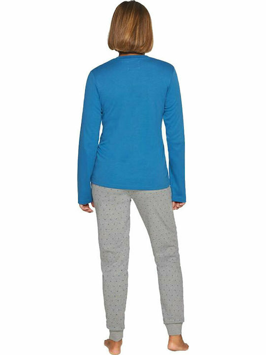 Muydemi Winter Women's Pyjama Set Cotton Blue